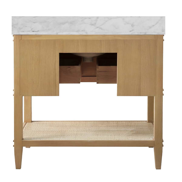Sade Brown Oak 36" Single Vanity with Carrara Marble Top