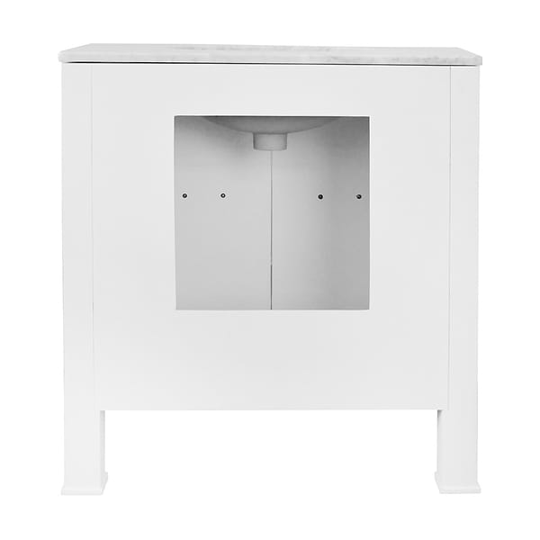 Selene White Textured Linen 30" Single Vanity with Carrara Marble Top