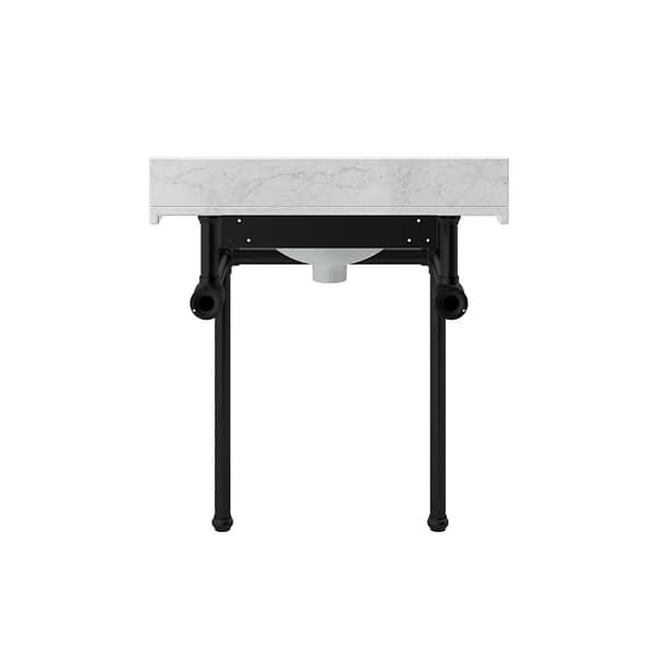 Pierce Matte Black 30" Single Console with Oval Sink and Carrara Marble Top
