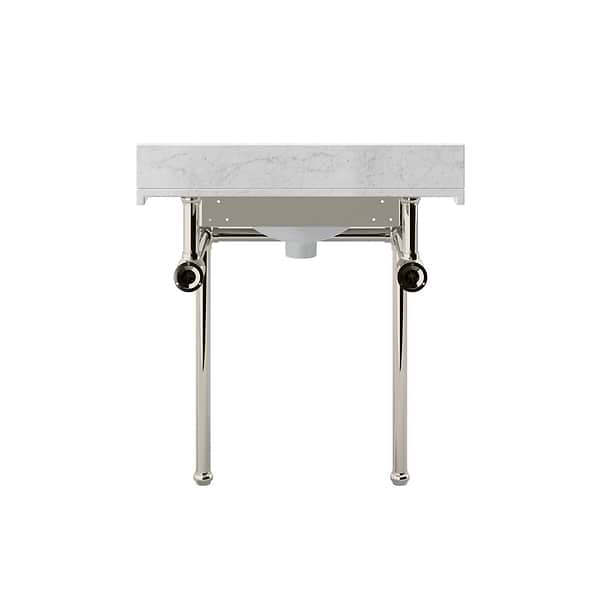 Pierce Polished Nickel 30" Single Console with Oval Sink and Carrara Marble Top