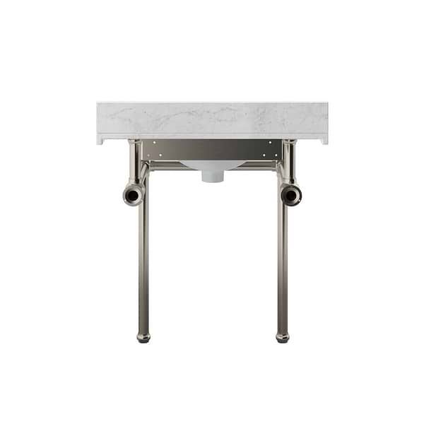 Pierce Brushed Nickel 30" Single Console with Oval Sink and Carrara Marble Top