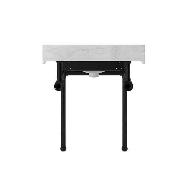 Pierce Matte Black 30" Single Console with Rectangle Sink and Carrara Marble Top