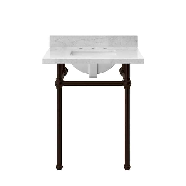 Pierce Oil Rubbed Bronze 30" Single Console with Rectangle Sink and Carrara Marble Top
