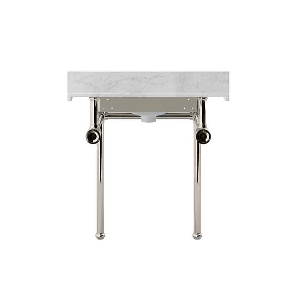 Pierce Polished Nickel  30" Single Console with Rectangle Sink and Carrara Marble Top