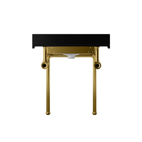 Pierce Brushed Brass 30" Single Console with Rectangle Sink and Black Granite Top