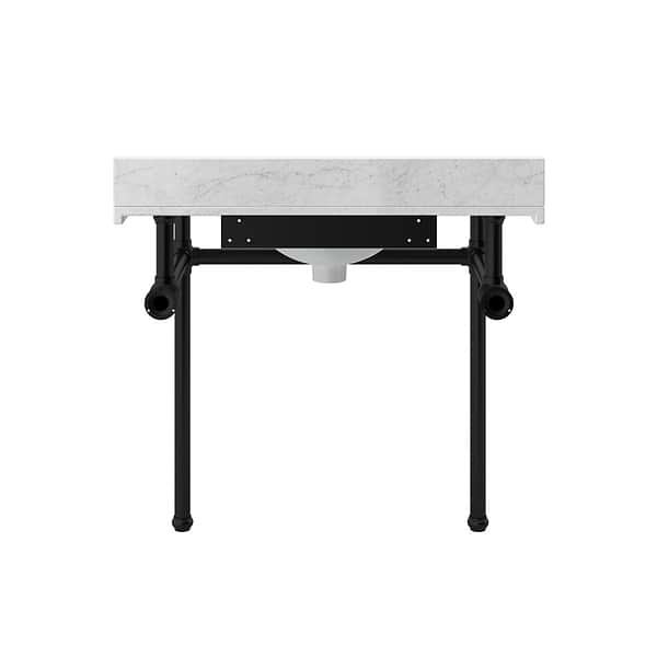 Pierce Matte Black 36" Single Console with Oval Sink and Carrara Marble Top