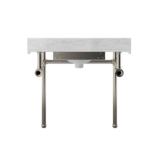 Pierce Brushed Nickel 36" Single Console with Oval Sink and Carrara Marble Top