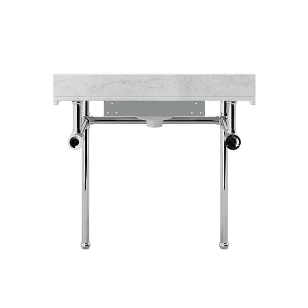 Pierce Polished Chrome 36" Single Console with Rectangle Sink and Carrara Marble Top