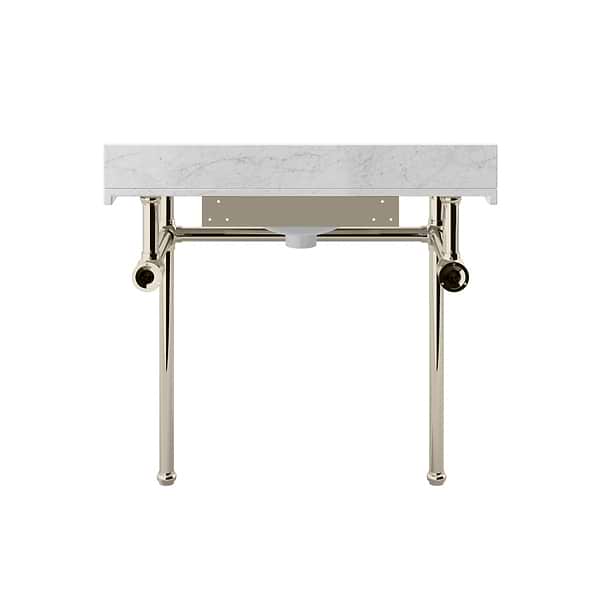 Pierce Polished Nickel  36" Single Console with Rectangle Sink and Carrara Marble Top