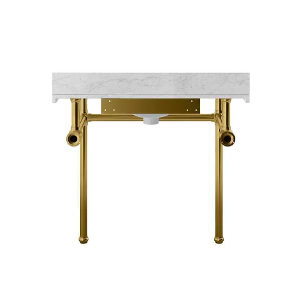 Pierce Brushed Brass 36" Single Console with Rectangle Sink and Carrara Marble Top