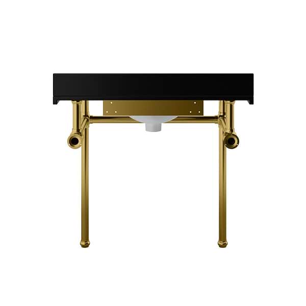Pierce Brushed Brass 36" Single Console with Oval Sink and Black Granite Top