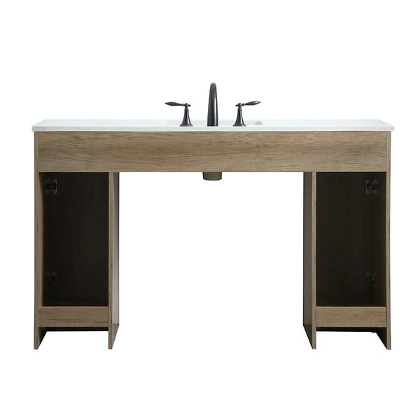 Calvin 54" Natural Oak Single Vanity with Cultured Marble White Top