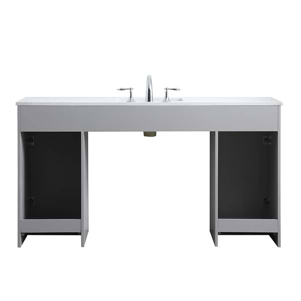 Calvin 60" Gray Single Vanity with Cultured Marble White Top