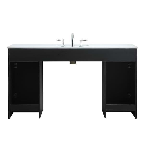 Calvin 60" Black Single Vanity with Cultured Marble White Top
