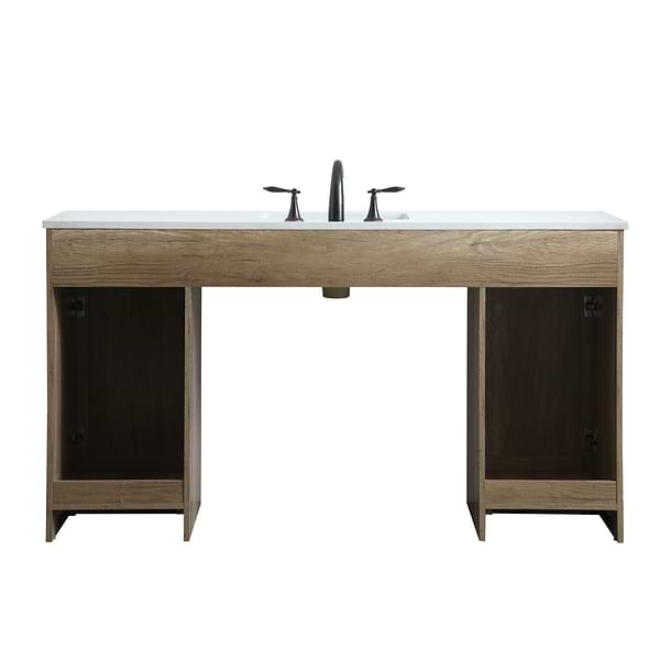 Calvin 60" Natural Oak Single Vanity with Cultured Marble White Top