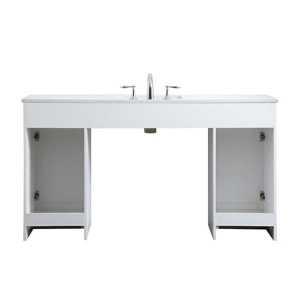 Calvin 60" White Single Vanity with Cultured Marble White Top