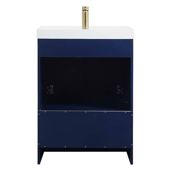 Ember Blue 24" Single Vanity with White Solid Surface Top