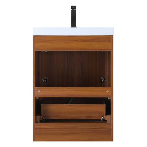 Ember Teak 24" Single Vanity with White Solid Surface Top