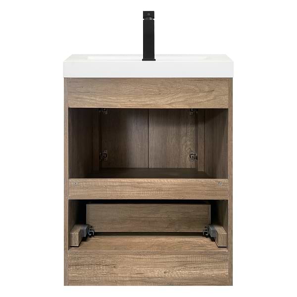Ember Natural Oak 24" Single Vanity with White Solid Surface Top