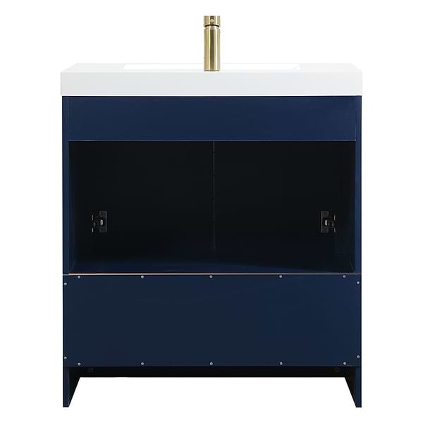 Ember Blue 30" Single Vanity with White Solid Surface Top