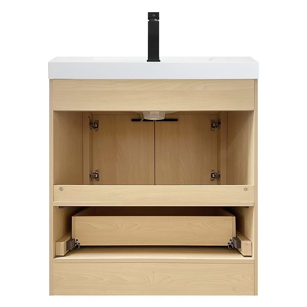 Ember Maple 30" Single Vanity with White Solid Surface Top