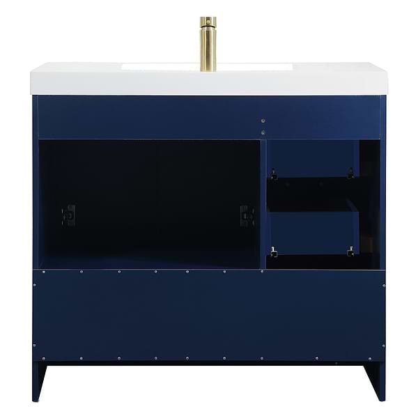 Ember Blue 36" Single Vanity with White Solid Surface Top