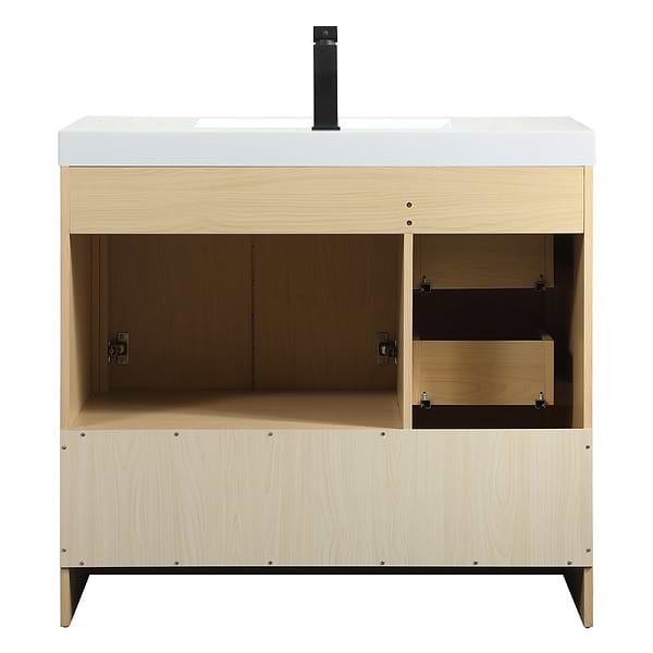 Ember Maple 36" Single Vanity with White Solid Surface Top