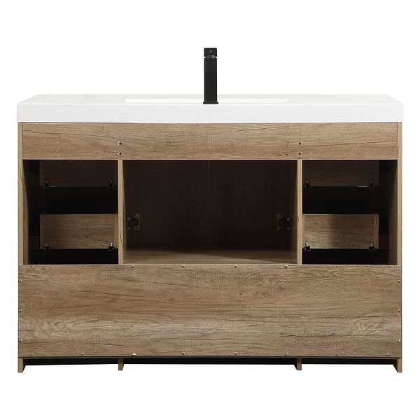Ember Natural Oak 48" Single Vanity with White Solid Surface Top