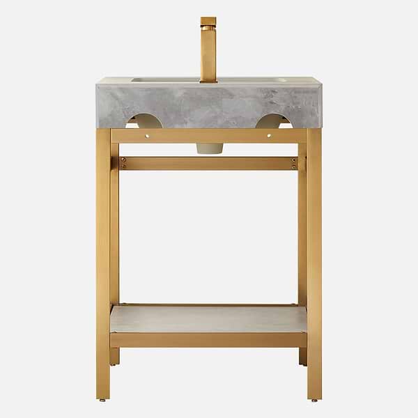 Blaire Brushed Gold 24" Single Vanity with Gray Sintered Stone Top