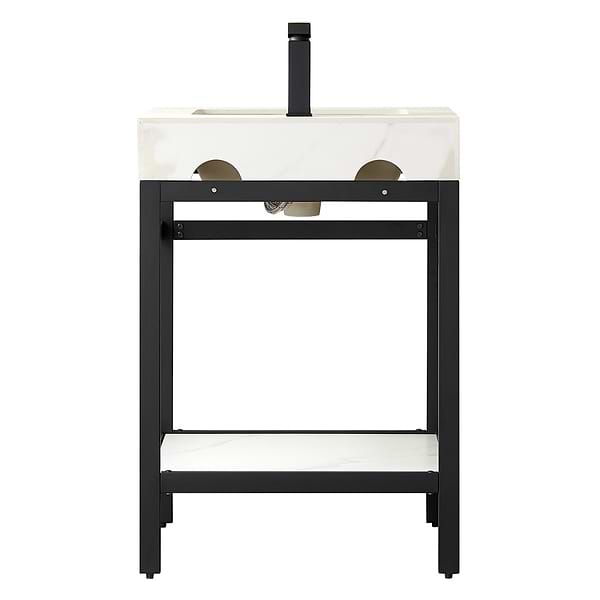 Blaire Matte Black 24" Single Vanity with White Sintered Stone Top, View 6, open zoomed image
