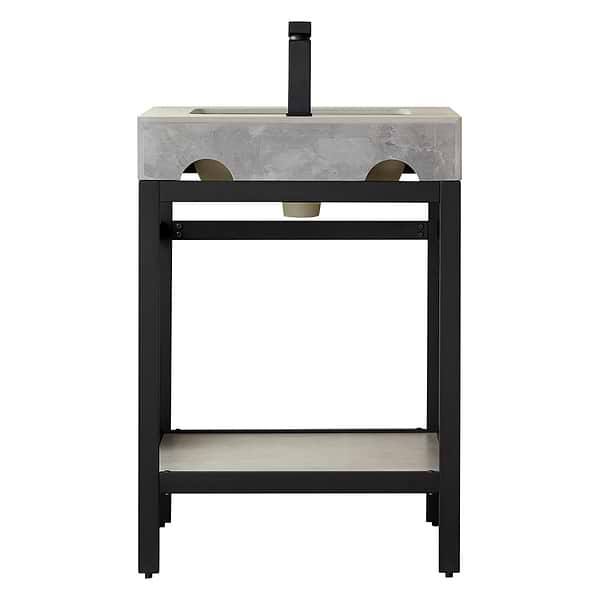 Blaire Matte Black 24" Single Vanity with Gray Sintered Stone Top