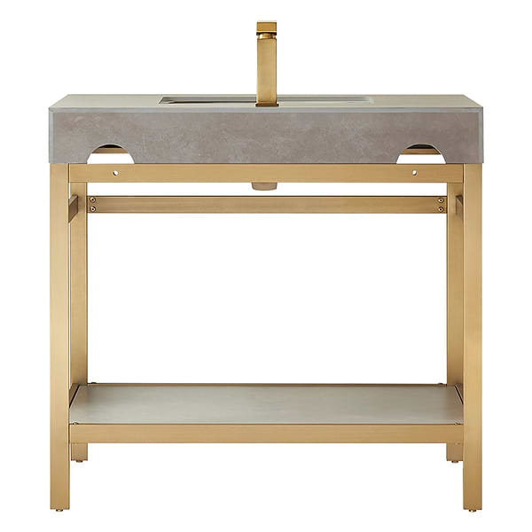 Blaire Brushed Gold 36" Single Vanity with Gray Sintered Stone Top