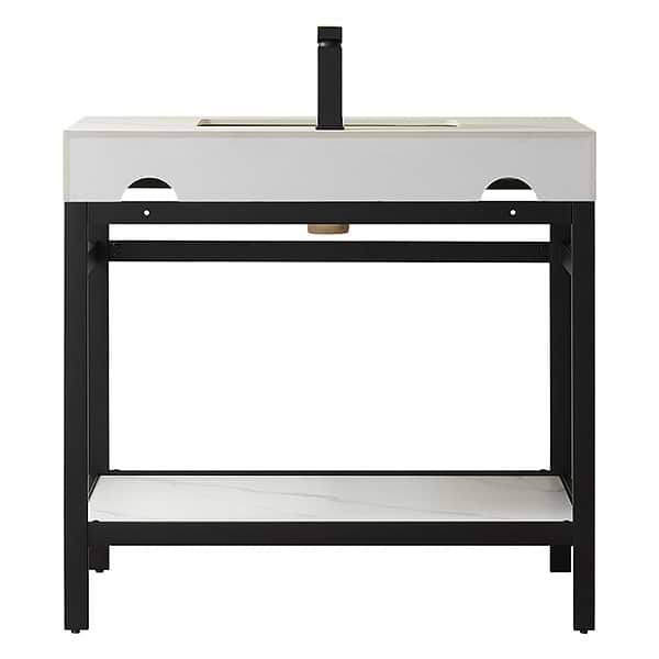 Blaire Matte Black 36" Single Vanity with White Sintered Stone Top; image 6