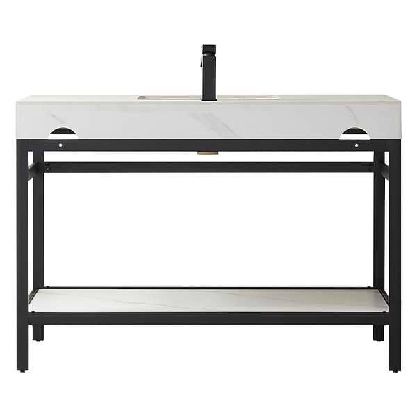 Blaire Matte Black 48" Single Vanity with White Sintered Stone Top