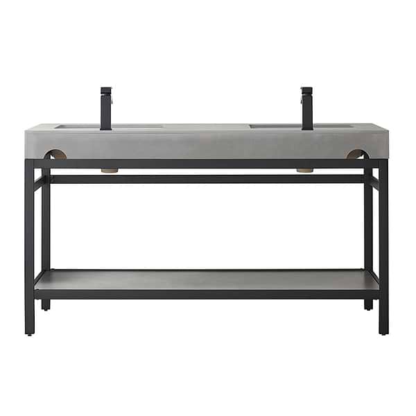 Blaire Matte Black 60" Double Vanity with Gray Sintered Stone Top