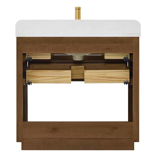 Salma Weathered Brown Oak 36" Single Vanity with White Cultured Marble Top