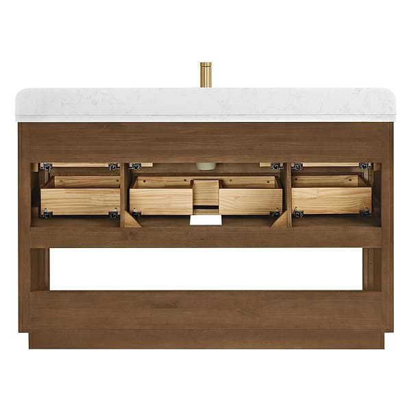 Salma Weathered Brown Oak 55" Single Vanity with White Cultured Marble Top