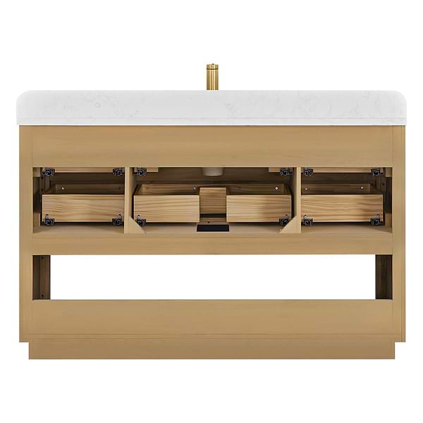 Salma Blonde Oak 55" Single Vanity with White Cultured Marble Top