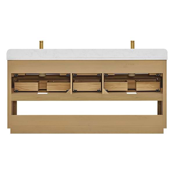 Salma Blonde Oak 72" Double Vanity with White Cultured Marble Top