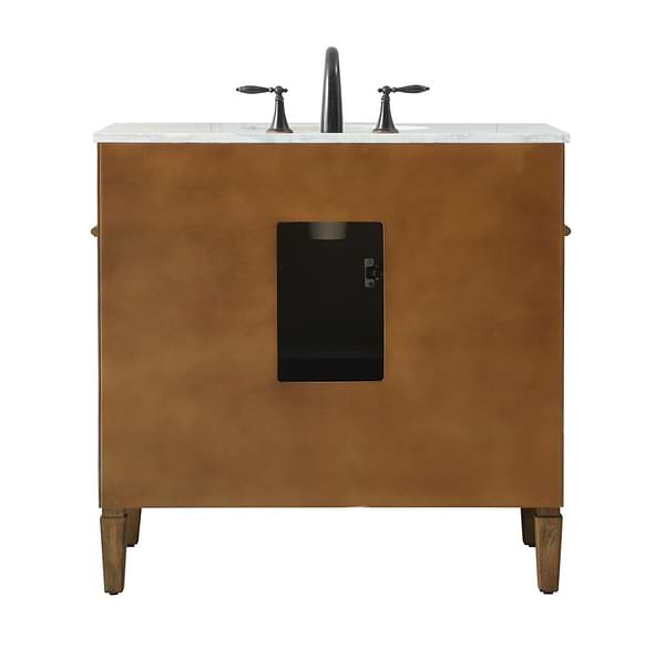 Montair Dark Brown 36" Single Vanity With Carrara White Marble Top
