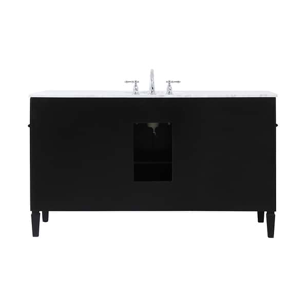 Montair Black 60" Single Vanity With Carrara White Marble Top