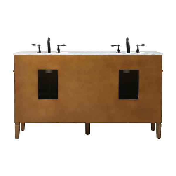 Montair Dark Brown 60" Double Vanity With Carrara White Marble Top