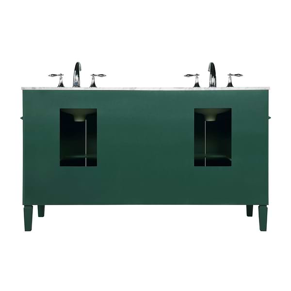 Montair Green 60" Double Vanity With Carrara White Marble Top