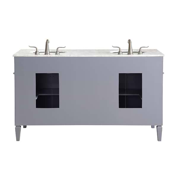 Montair Gray 60" Double Vanity With Carrara White Marble Top