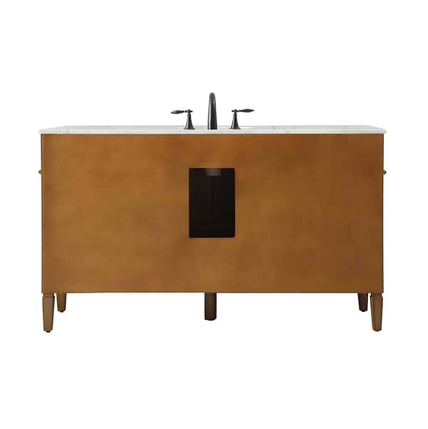 Montair Dark Brown 60" Single Vanity With Carrara White Marble Top