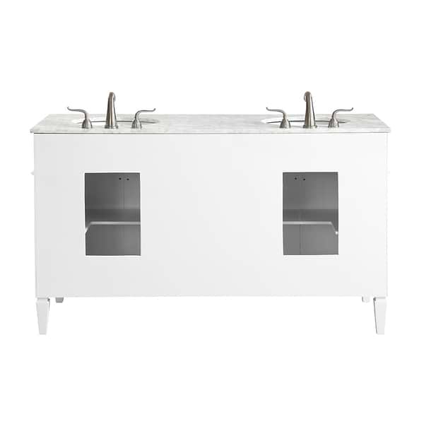 Montair White 60" Double Vanity With Carrara White Marble Top