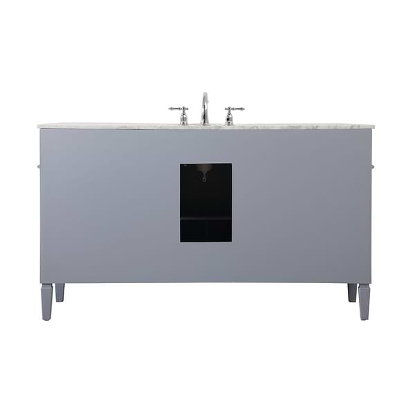 Montair Gray 60" Single Vanity With Carrara White Marble Top