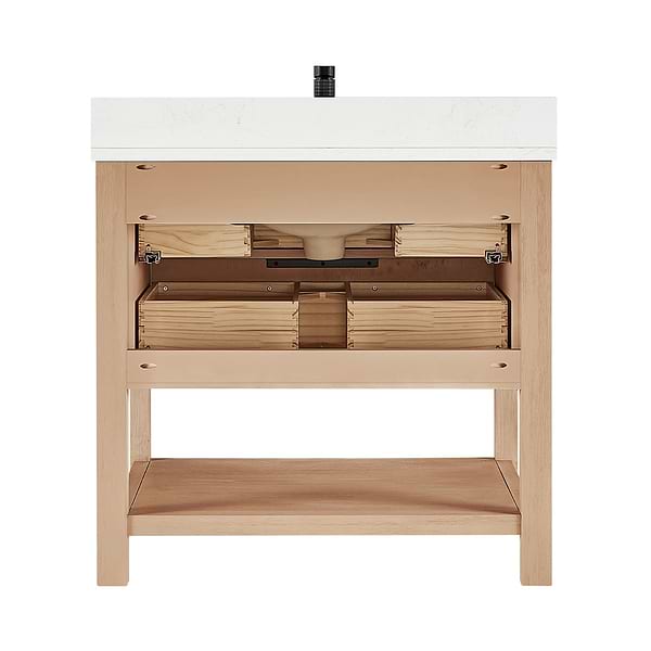 Valera Natural Oak 36" Single Vanity with White Grain Composite Stone Top