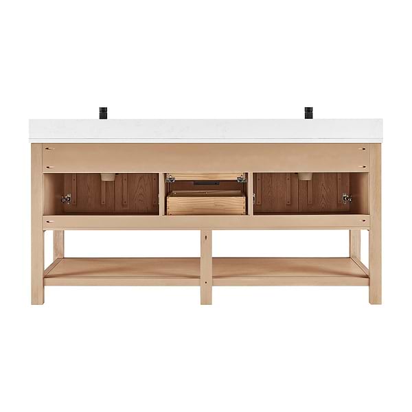 Valera Natural Oak 72" Double Vanity with White Grain Composite Stone Top