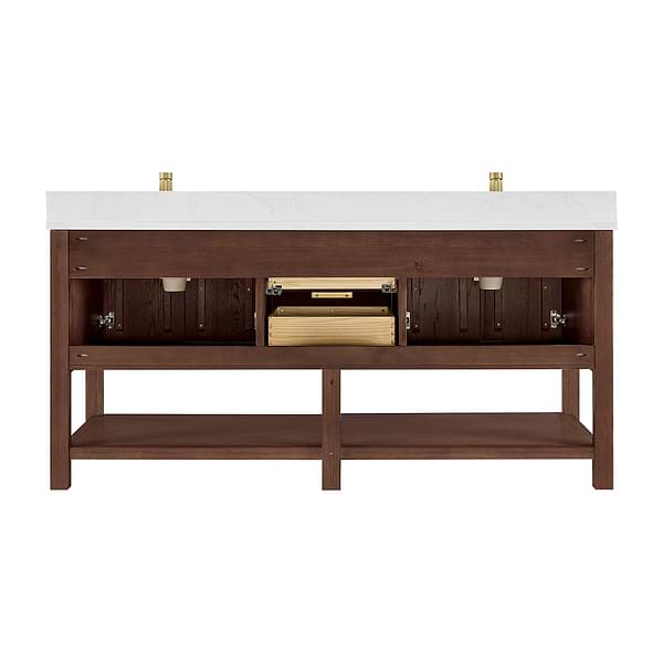 Valera Brown Oak 72" Double Vanity with White Grain Composite Stone Top